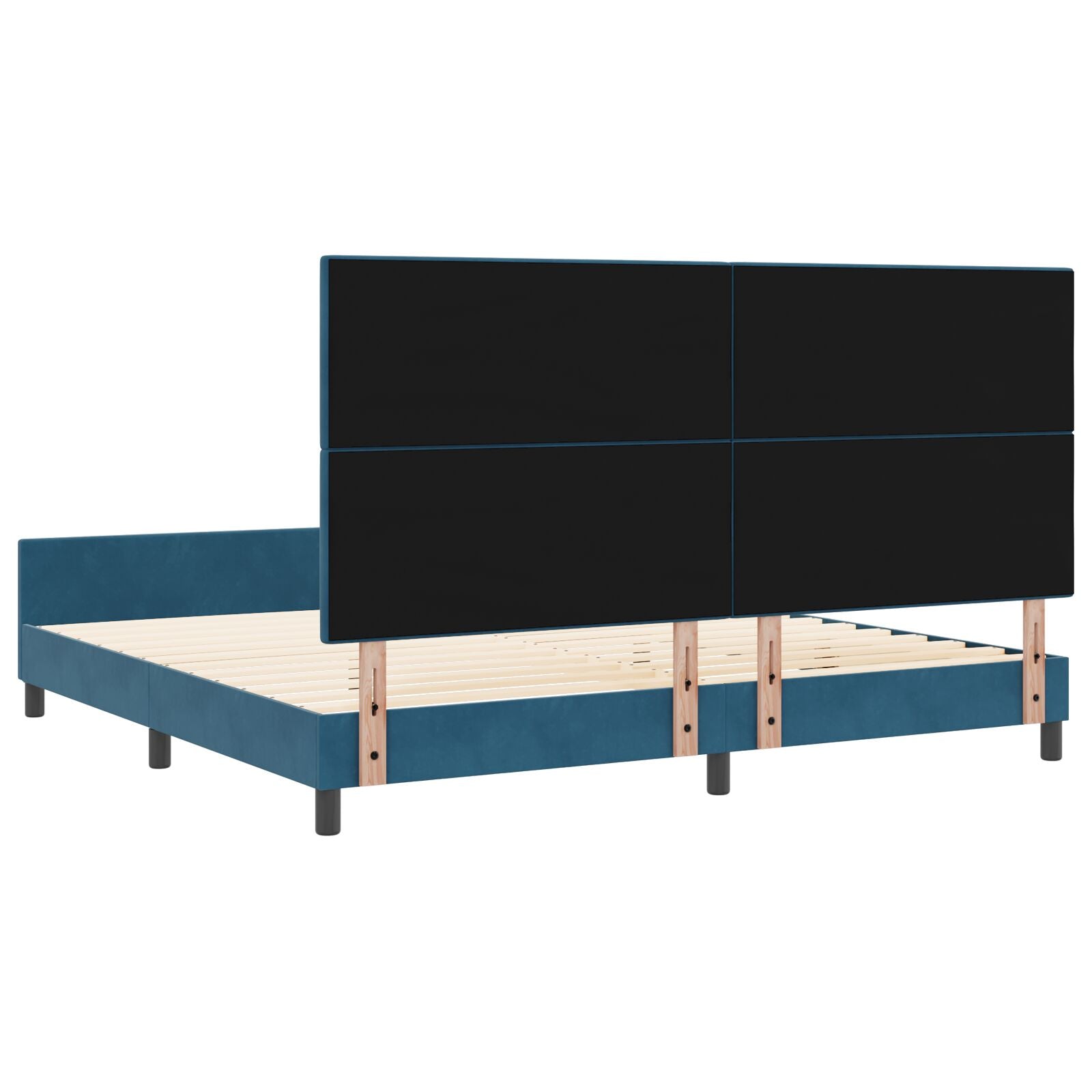 Bedframe Donkerblauw 200X200 Cm Fluweel Crème