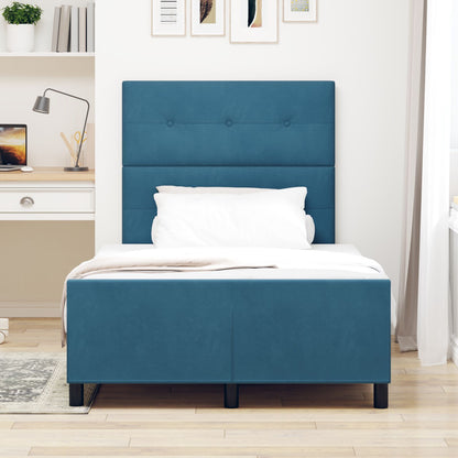 Bedframe Donkerblauw 120X200 Cm Fluweel Crème