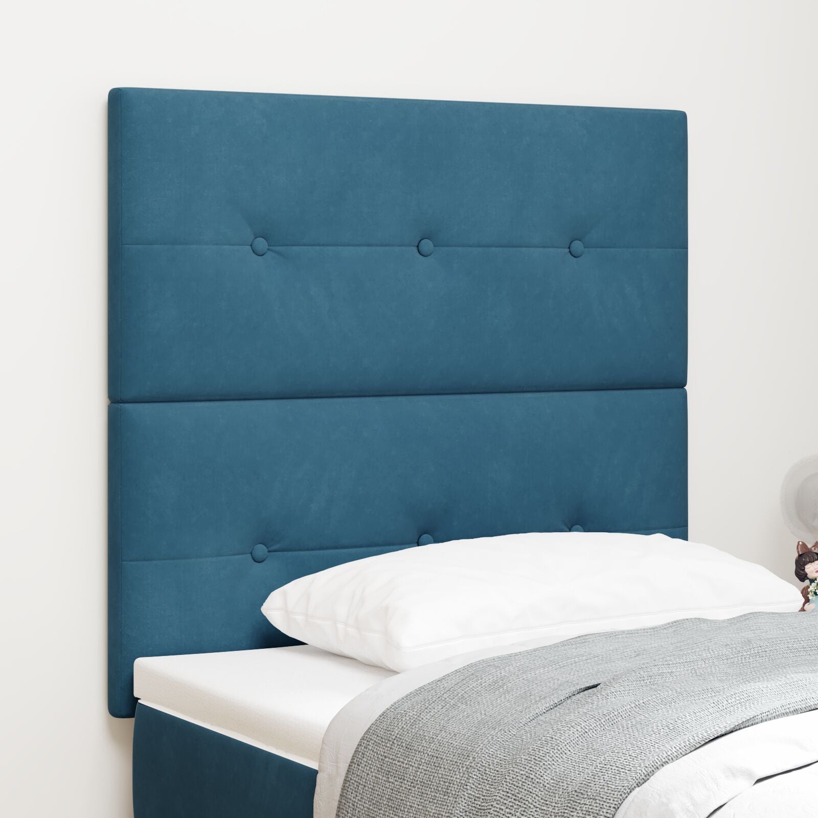 Hoofdbord Knopge Tufted Velvet Donkerblauw 100 cm Hoog hoofdbord