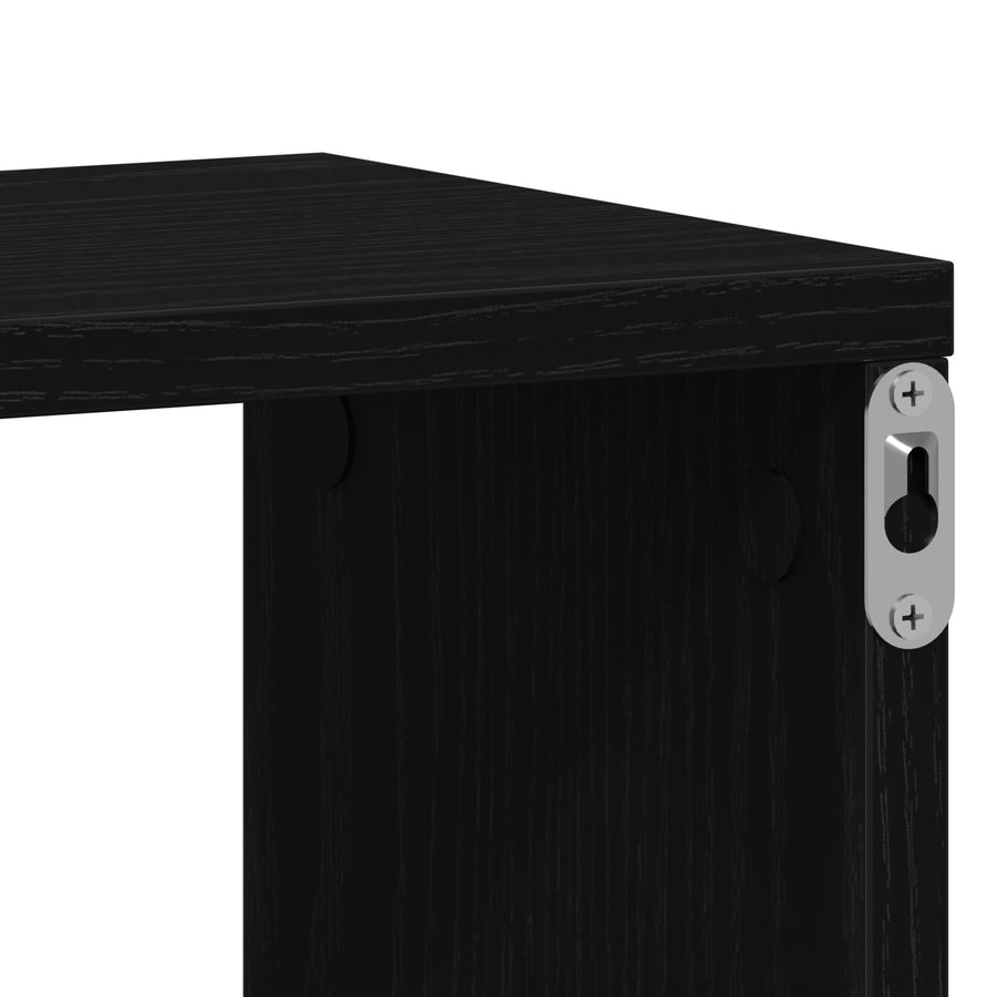 Wandplank - Zwart Eiken, 85 X 16 X 52,5 Cm, Gemaakt Van Gelaagd Hout