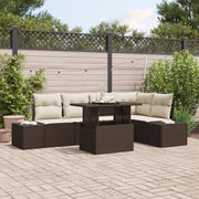 Tuinset poly rattan 6-delig bruin met opbergruimte