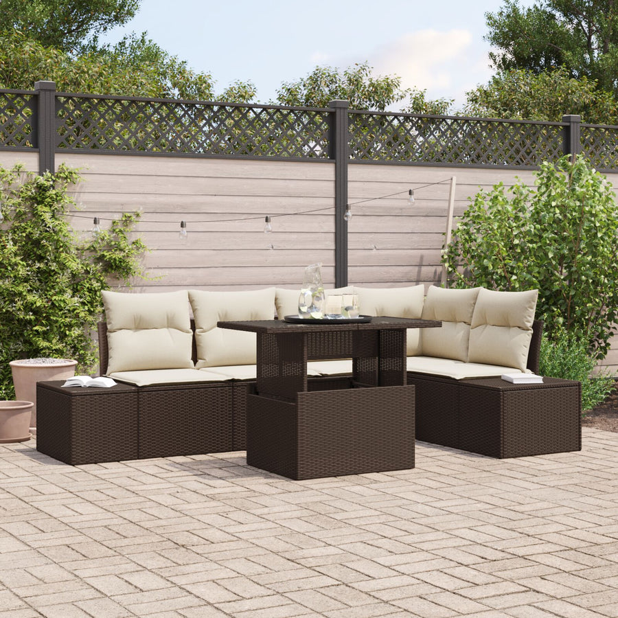 Tuin Sofa Set Set Van 6 Bruin Rattan Tuin Sofaset Rechthoekig