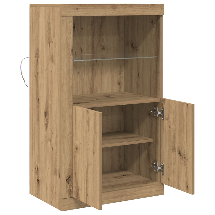 Dressoir Met Led-Verlichting Artisan Eiken 60,5X37X100 Cm