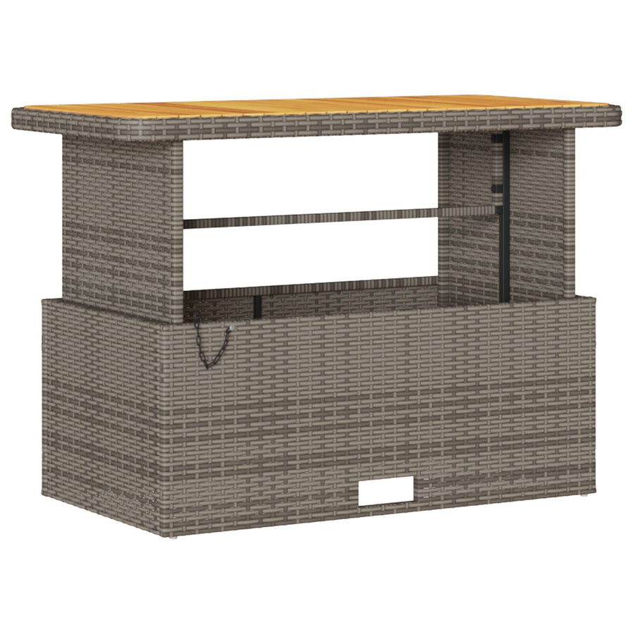 4-Delige Tuin Eetset Met Kussens Poly Rattan Acacia 110 cm Grijs 3 krukken