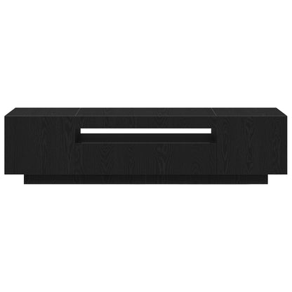 Tv-Meubel Met Led-Verlichting Zwart Eiken 160X35X40 Cm Samengesteld Hout