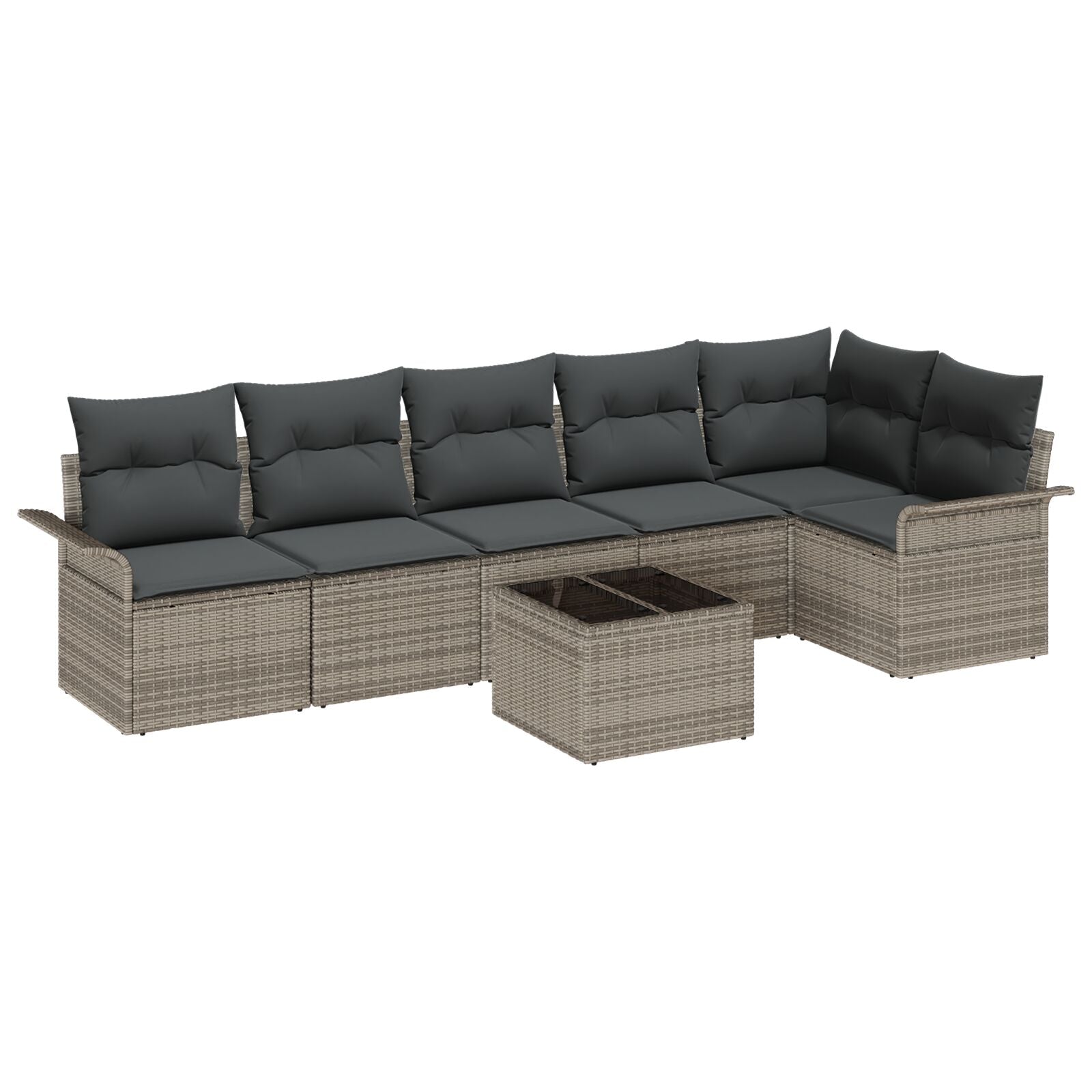 Tuin Sofa Set Set Van 7 Polyethyleen Rattan Tuin Sofa Set Grijs met tafel