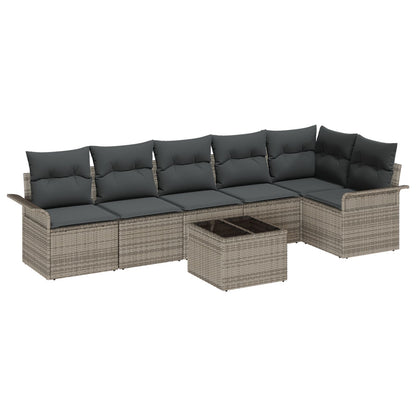Tuin Sofa Set Set Van 7 Polyethyleen Rattan Tuin Sofa Set Grijs met tafel