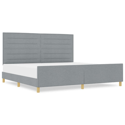 Bedframe In Licht Grijs, 200X200 Cm, Stof Crème