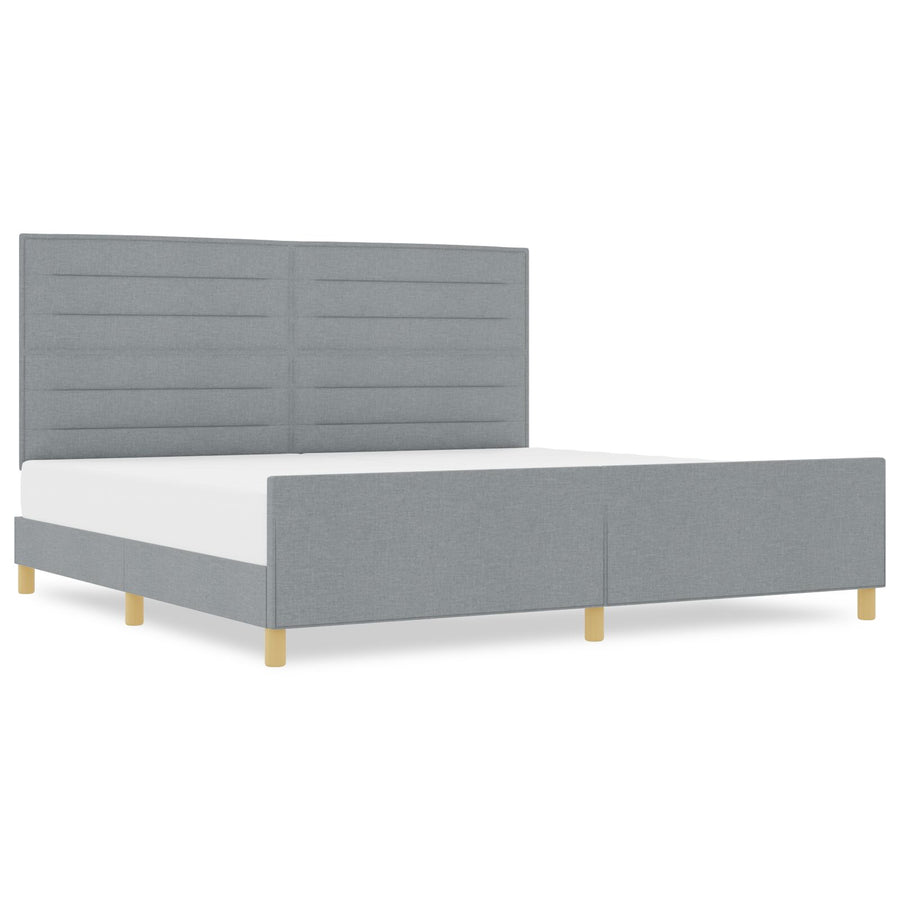 Bedframe In Licht Grijs, 200X200 Cm, Stof Crème