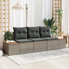 Garden Sofa Set with cushions 3 pcs Grey poly rattan