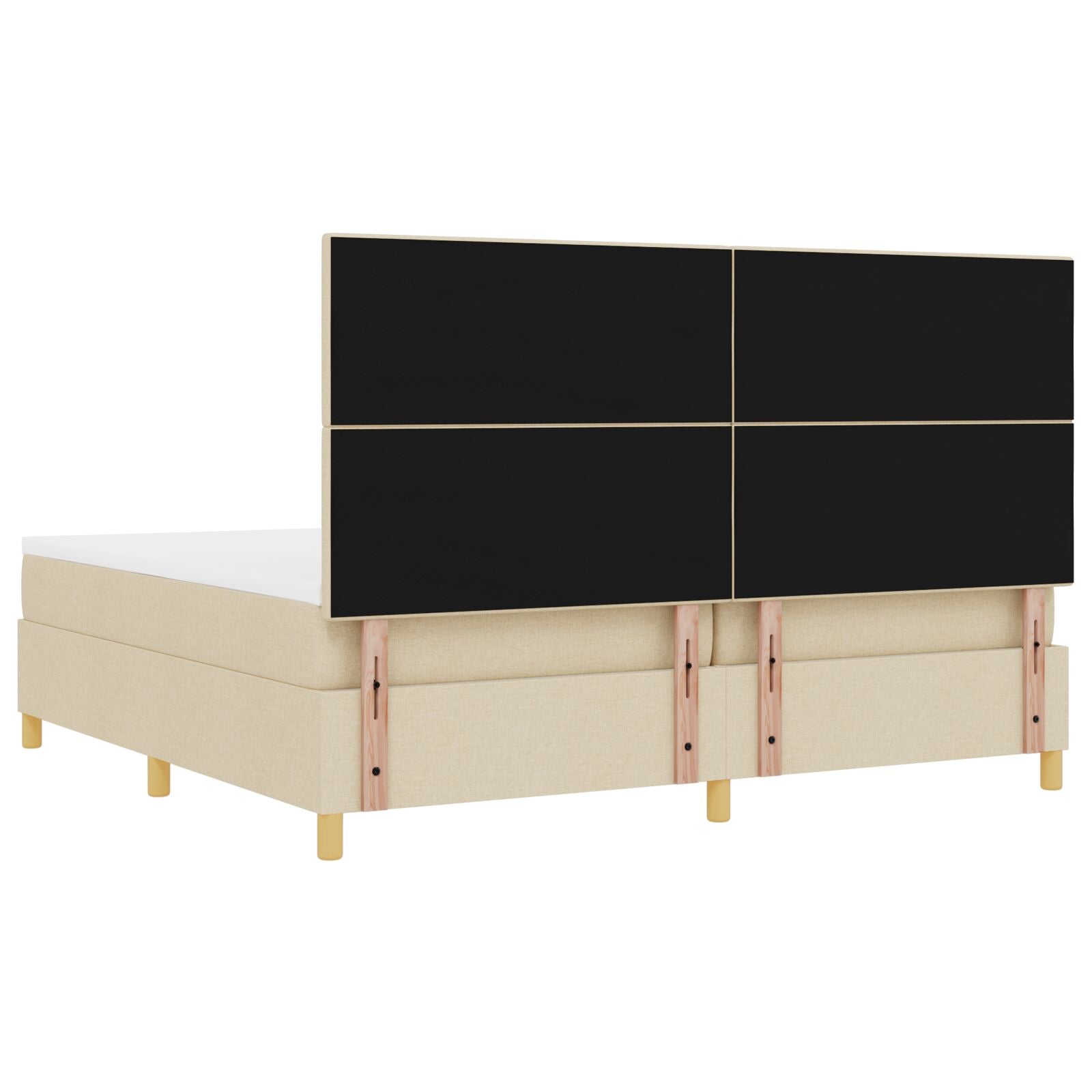 Boxspring Bed Met Matras Crème 200X200 Cm Stof Blauw