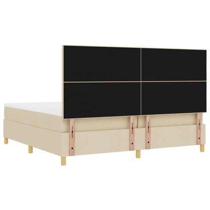 Boxspring Bed Met Matras Crème 200X200 Cm Stof Blauw