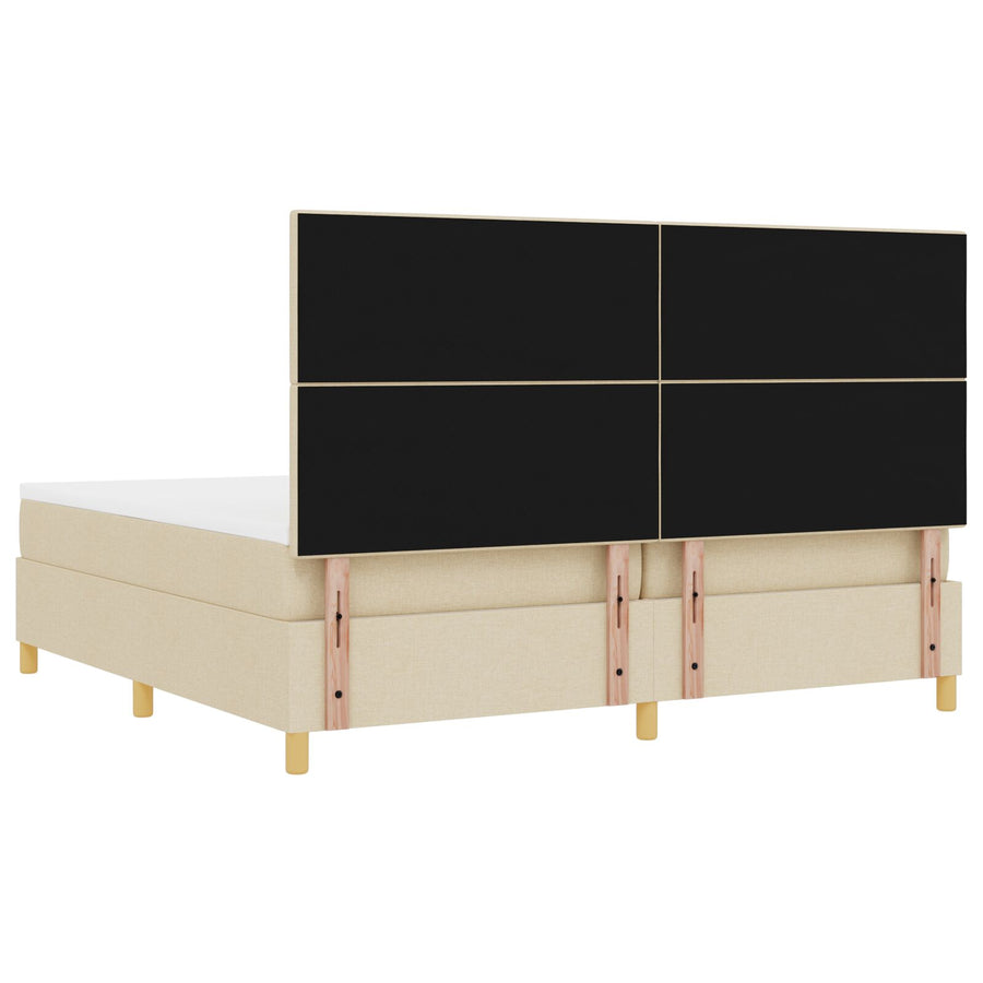 Boxspring Bed Met Matras Crème 200X200 Cm Stof Blauw