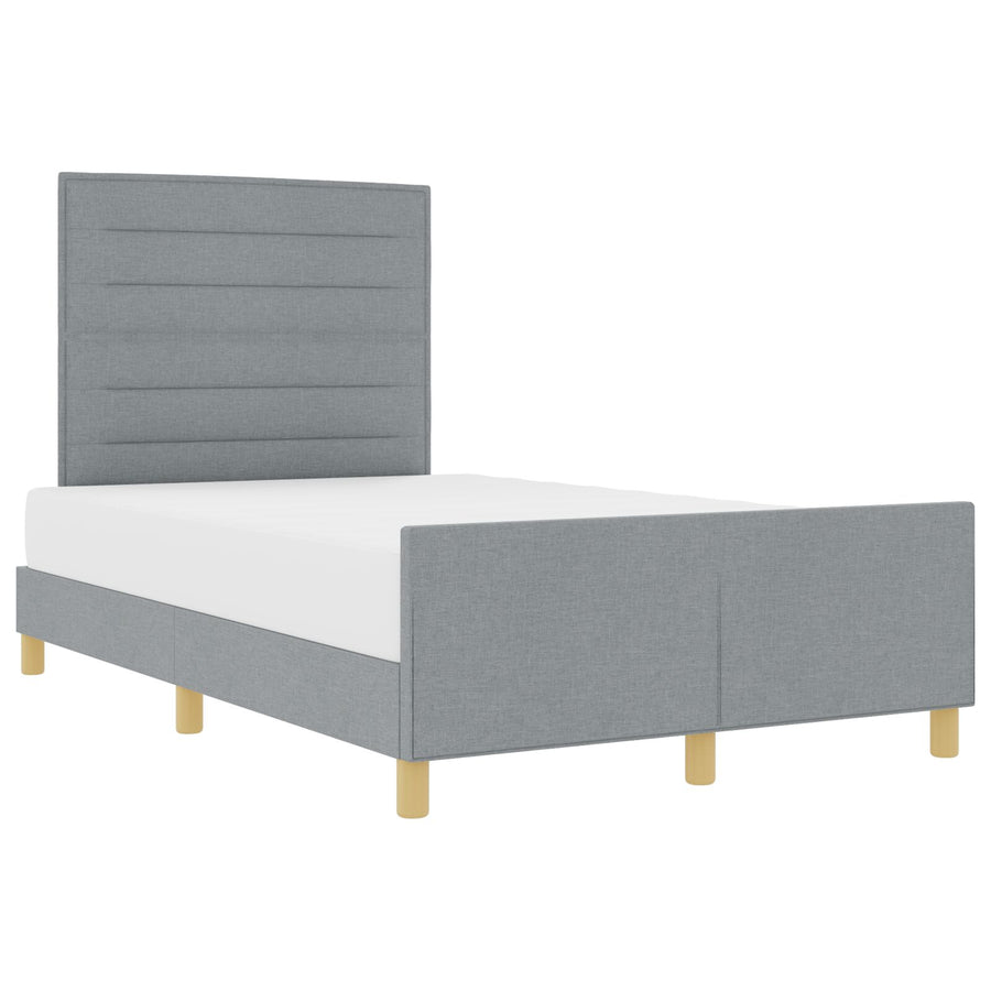 Bedframe In Lichtgrijs, 140X200 Cm, Stof Crème