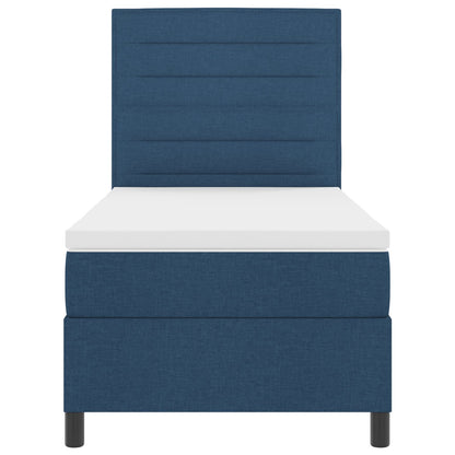 Boxspring Bed Met Matras Stof Blauw 90 x 200 cm Lijnen ontwerp