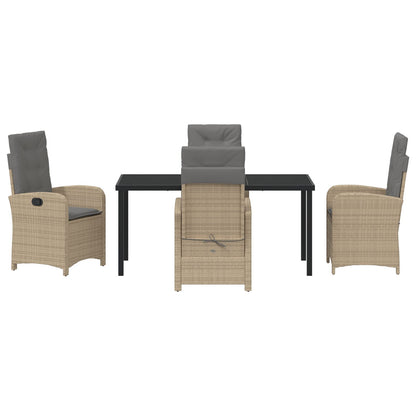 5-Piece Tuin Eet Set Met Kussens In Beige Poly Rattan