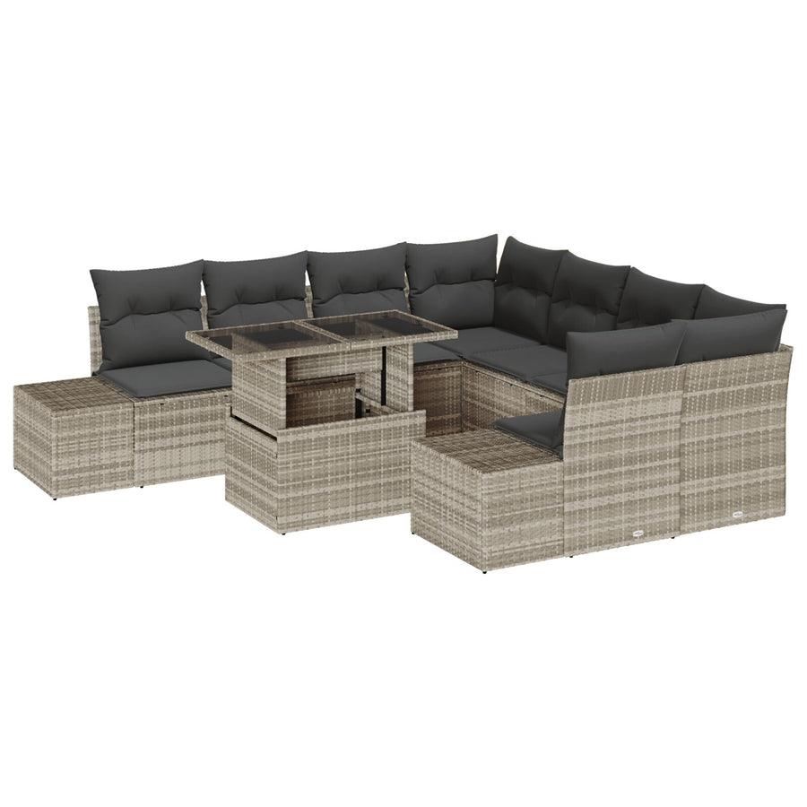 Tuin Sofa Set Set Van 9 Beige, Donker Grijs Rattan Tuin Sofa Set