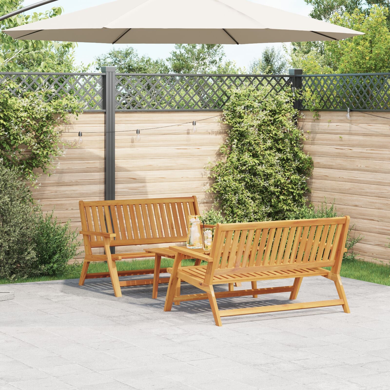 Tuinstoelen Met Tafel 3 Stuks Massief Acaciahout 2x 2-zitsstoel + tafel