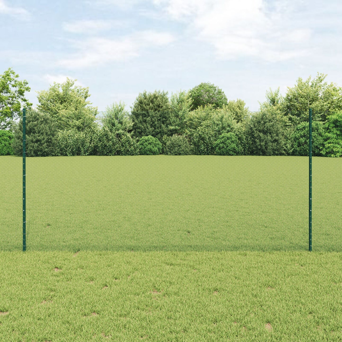 Hekpalen 11 St U-Kanaal Groen 120 Cm Staal,  Hexagonaal Hek Groen 1.2X50 M Staal