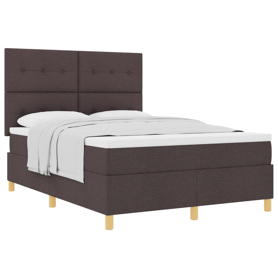 Boxspringbed Met Matras Donker Bruin 160X200 Cm Stof Blauw