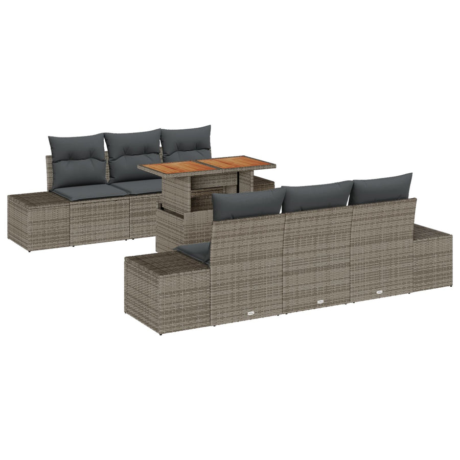 Tuinsofa Set Set Van 7 Grijs Weefsel 7-Delige Tuin Eetset