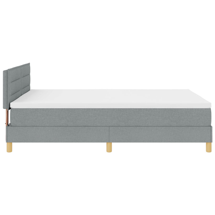 Boxspringbed Met Matras Stof Lichtgrijs 160 x 200 cm Lijnen ontwerp