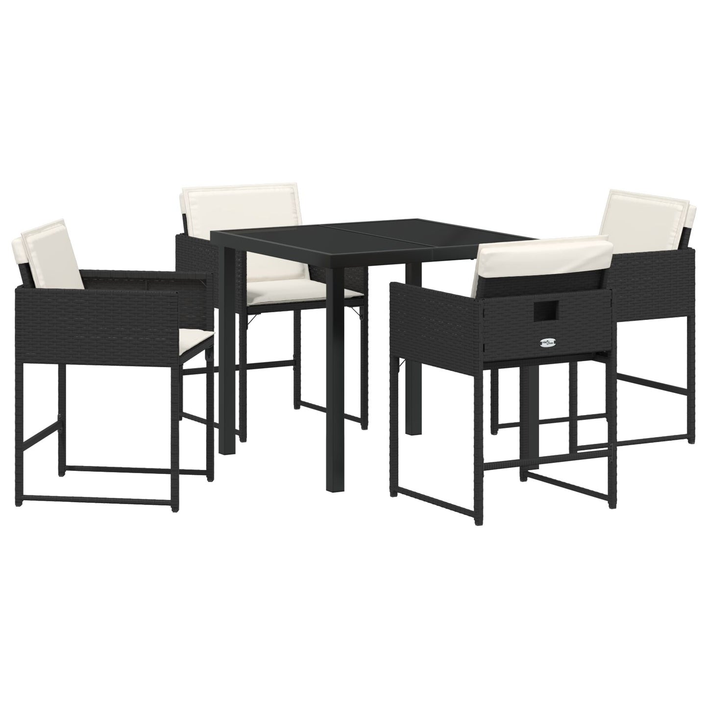 5-Delige Tuin Eetset Met Kussens Zwart Poly Rattan