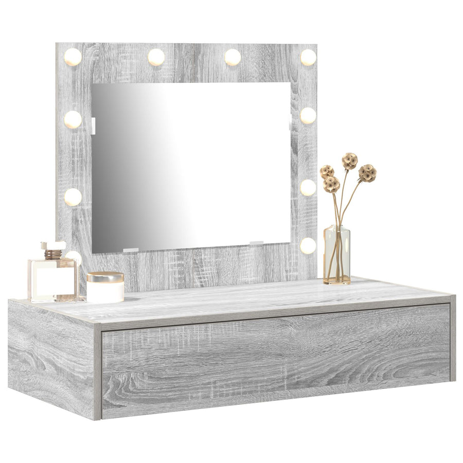 Wandkaptafel -Lampen 83 x 40 x 70 cm Grijze sonoma met LED