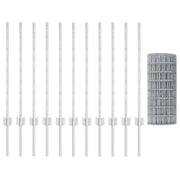 Hek 0.8x25 m staal zilver met 11 U-palen
