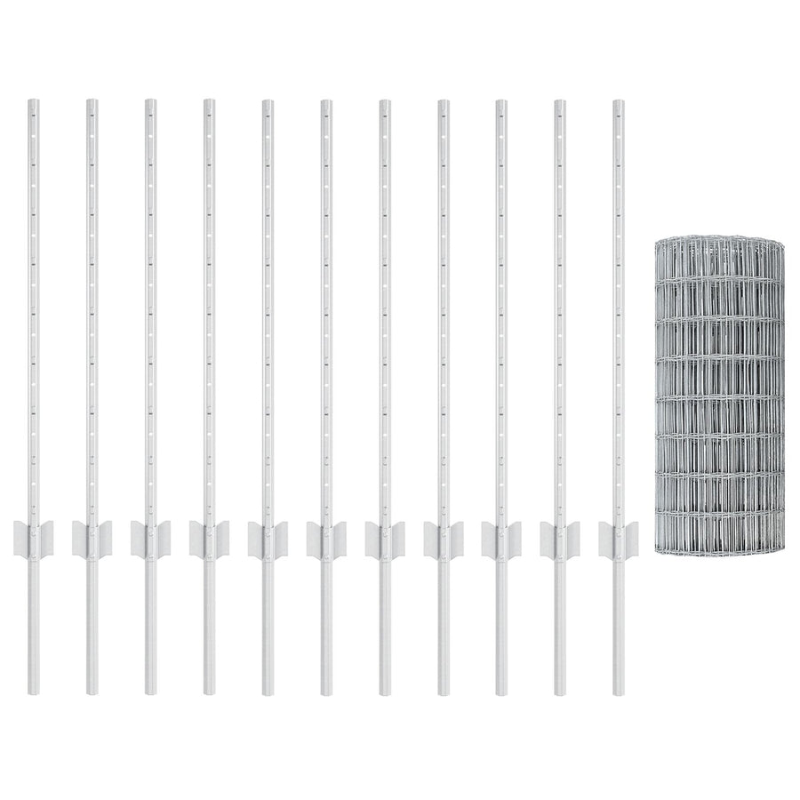Eurohek met 11 U-palen Zilver 0.8x25 m Staal