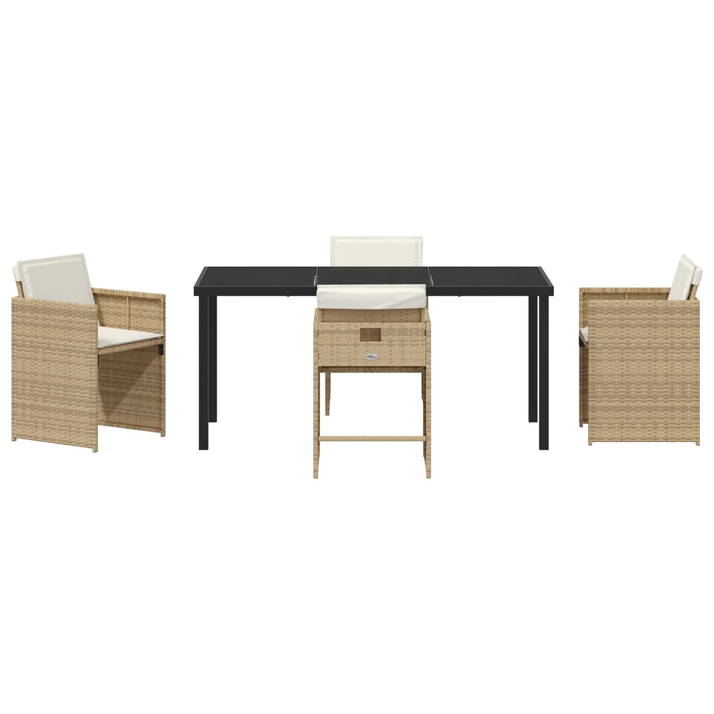 5-Delige Tuin Eetset Met Kussens - Beige Poly Rattan
