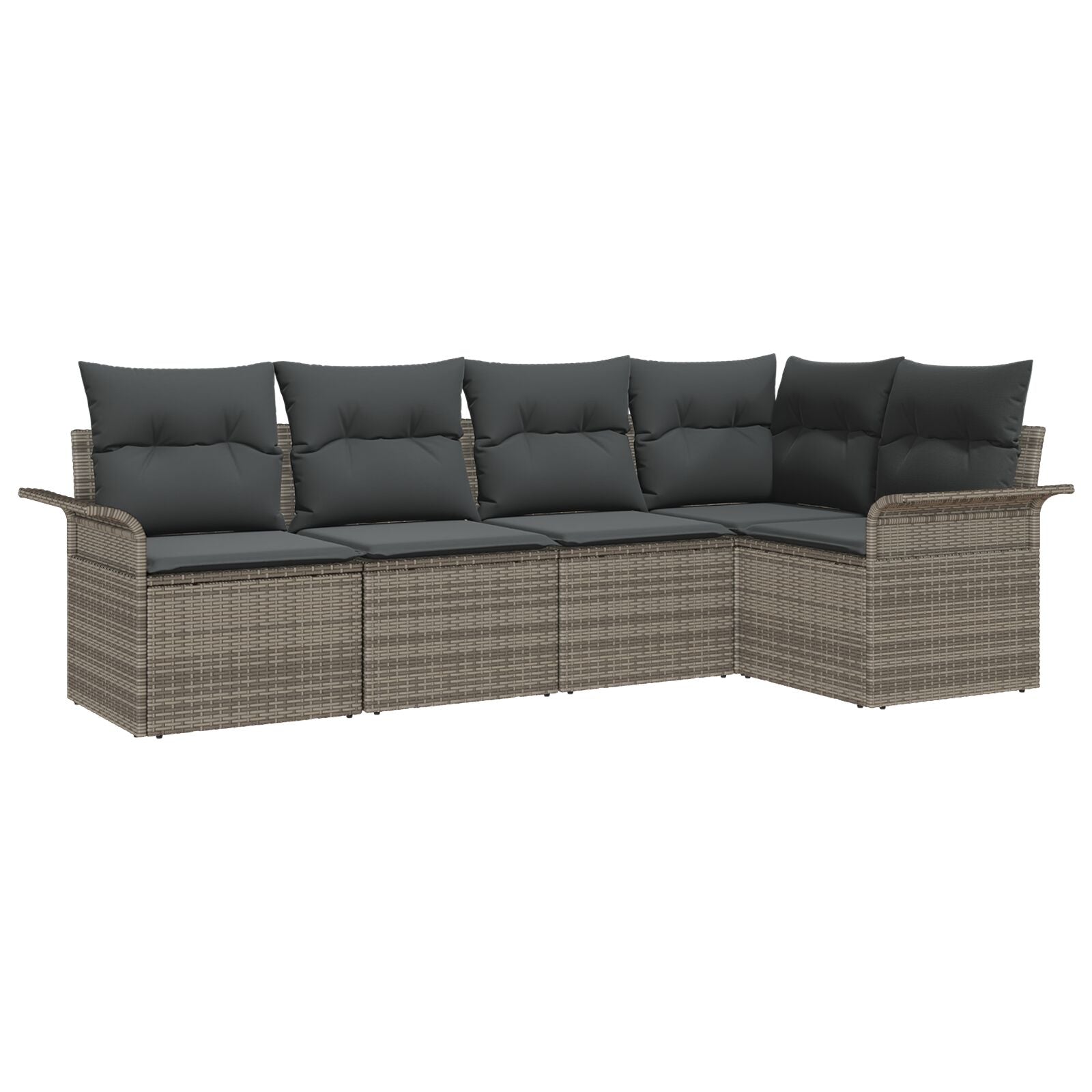 5-Delige Tuin Sofa Set Met Kussens Grijs Poly Rattan