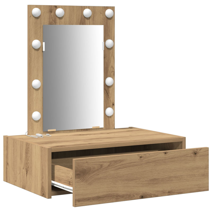 Muurhangende Kaptafel Verlichting - 60 x 40 x 70 cm Eiken met LED