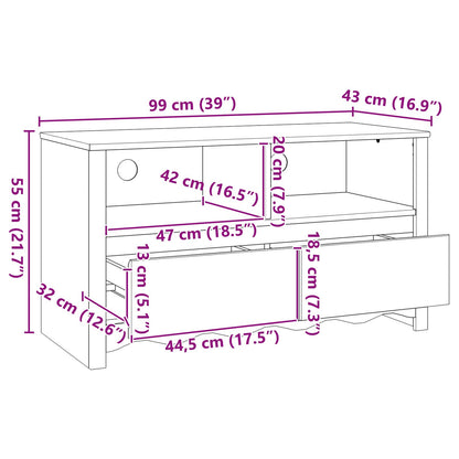 Tv-Kast ""Drammen"" 99X43X55 Cm Massief Hout Vuren Wit