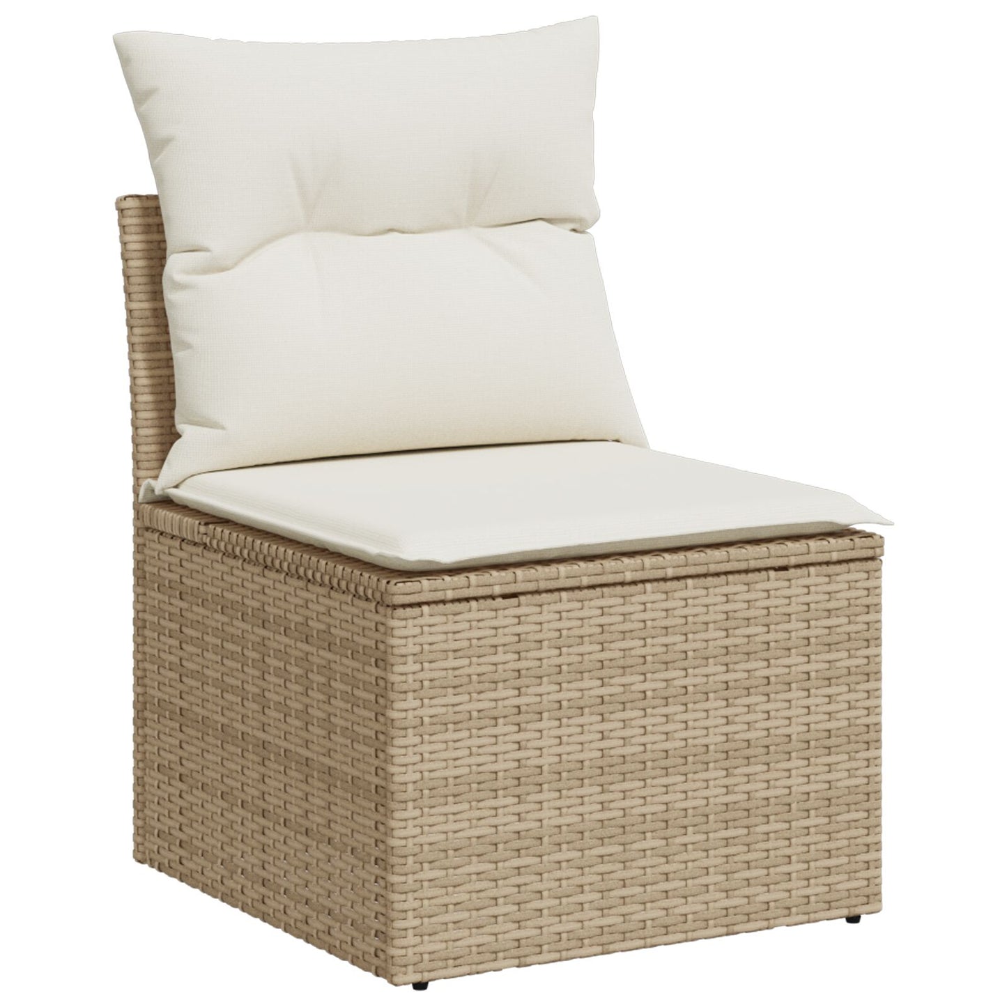 3-Delige Tuin Sofa Set Met Kussens Beige Poly Rattan, 2-Persoons Tuin Sofa Met Opbergruimte & Kussens Beige Poly Rattan Gegalvaniseerd Staal