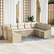 Loungeset 9-persoons polyrattan beige crème