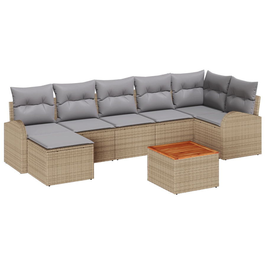 8-Delige Tuin Sofa Set Met Kussens Beige Poly Rattan