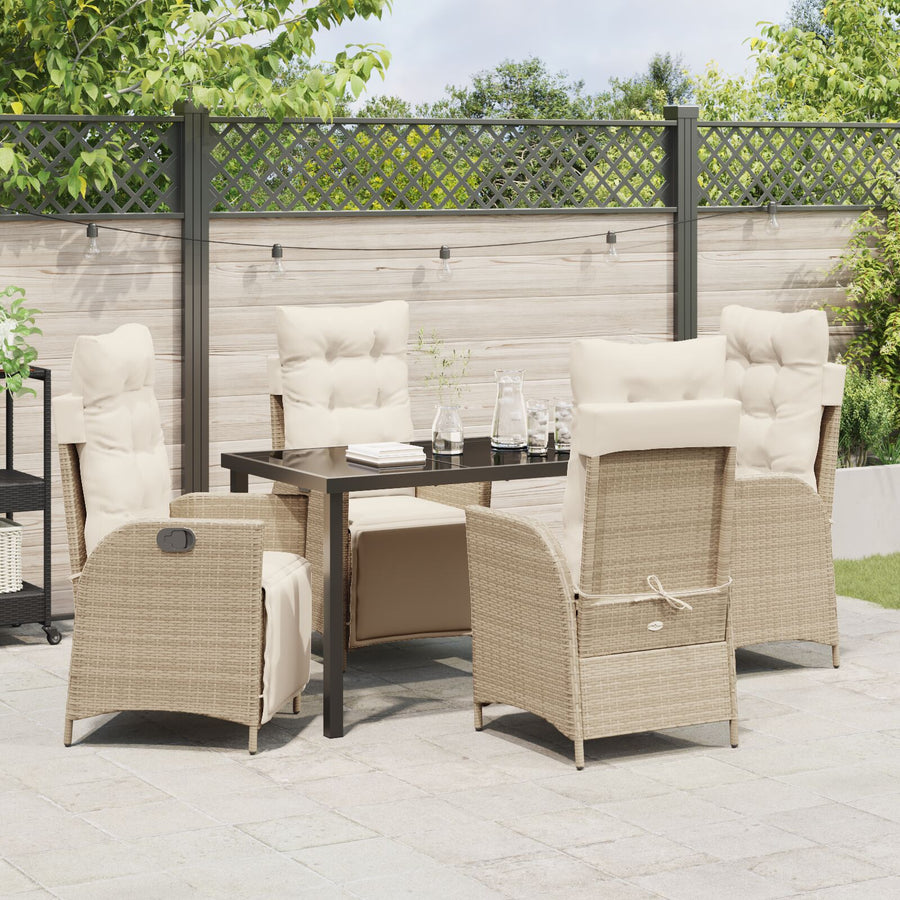 5 Delige Tuin Eetset Beige Poly Rattan