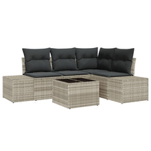 5-Delig Tuinbankstel Met Kussens Grijs Poly Rattan Lichtgrijs met tafel