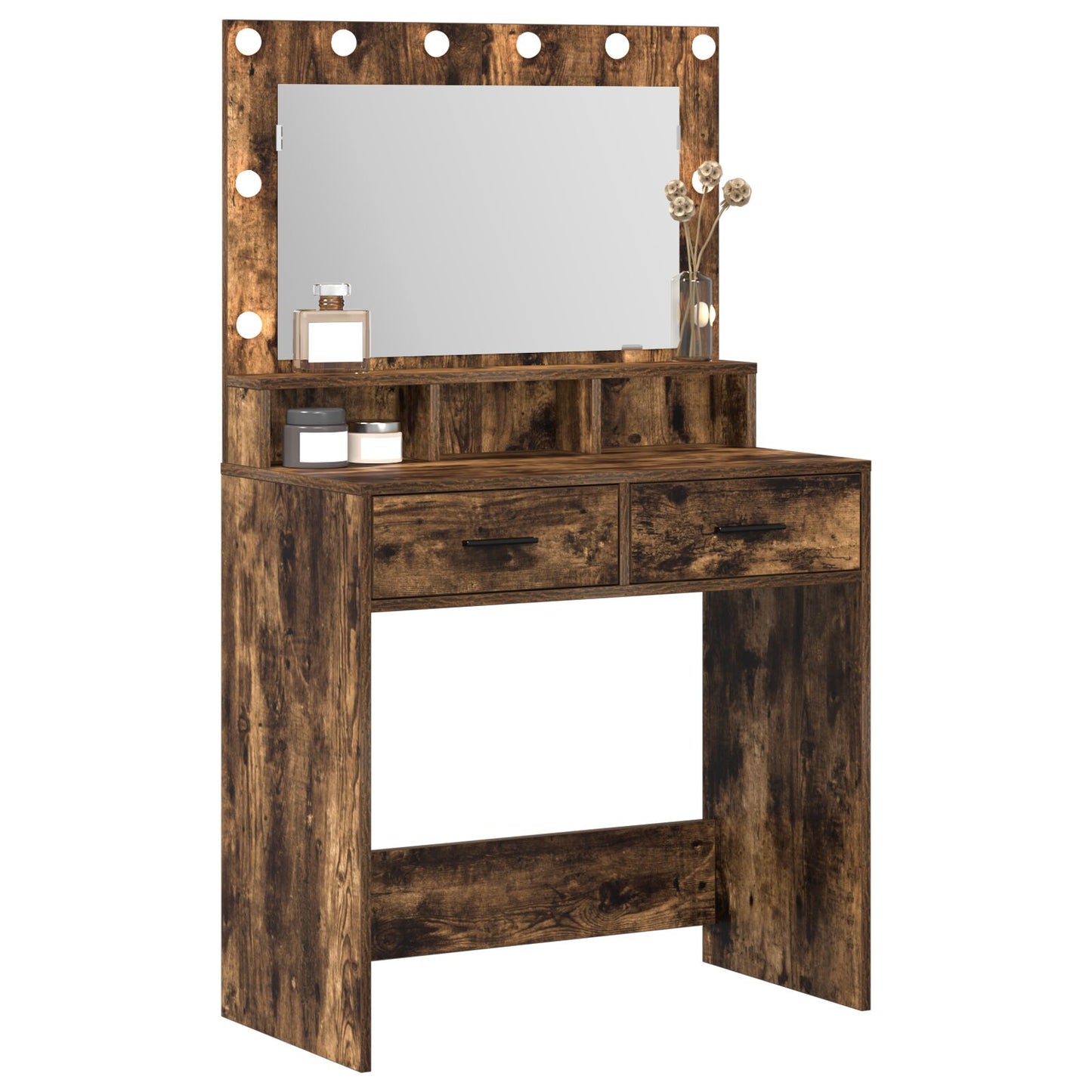 Kaptafel Met Led Verlichting 79 x 41 x 135 cm Gerookt eiken