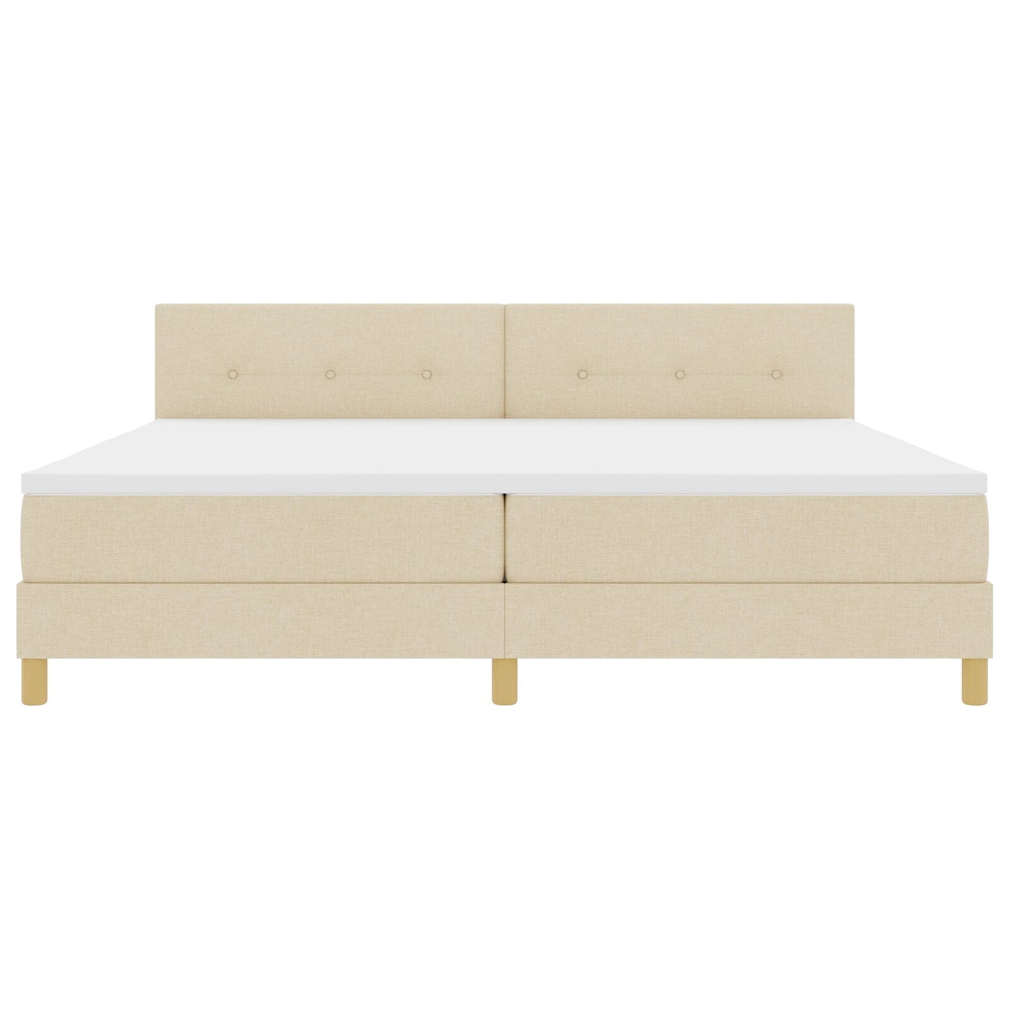 Boxspring Bed Met Matras Stof Crème 200 x 200 cm Knop gestoffeerd