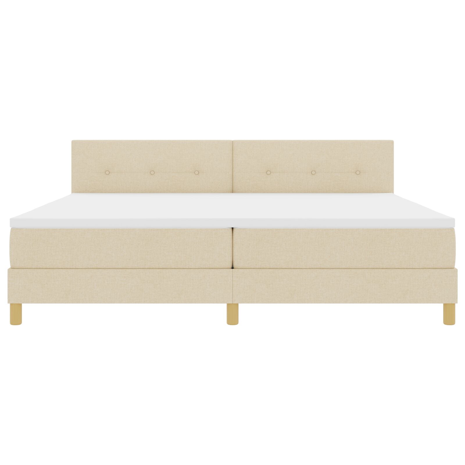 Boxspring Bed Met Matras Stof Crème 200 x 200 cm Knop gestoffeerd