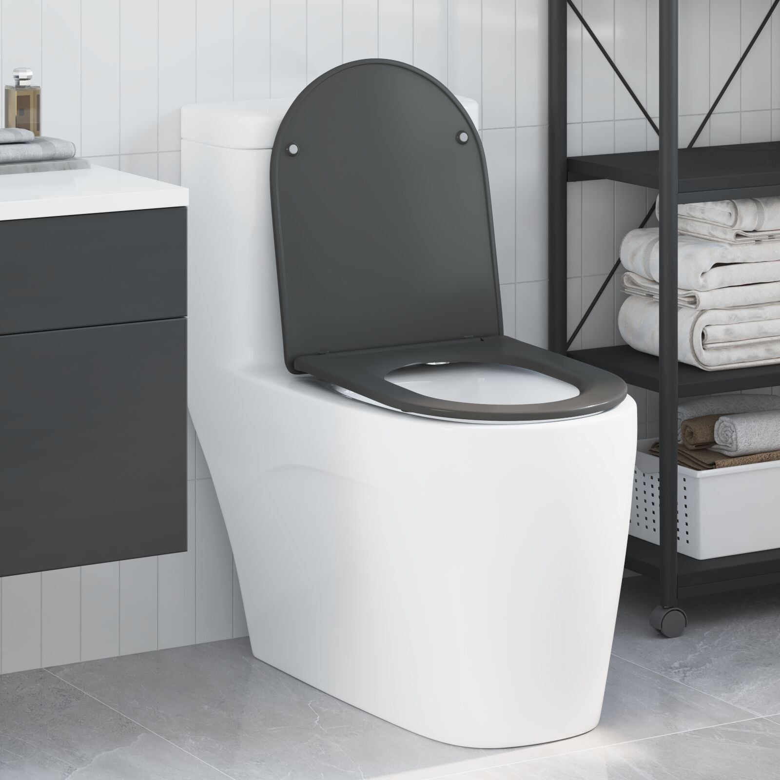 Snelle Toiletbril Met Zachte Sluiting Duroplast Anthraciet
