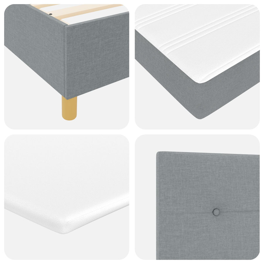 Boxspring Bed Met Matras Lichtgrijs 90X200 Cm Stof Blauw