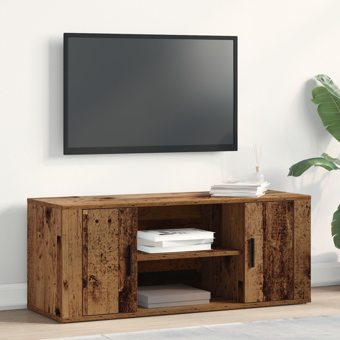 Tv-Kast Oud Hout 100X35X40 Cm Engineered Wood Oude hout