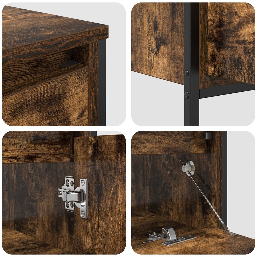 3 Delige Badkamermeubelset Smoked Oak Engineered Wood Gerookte eiken