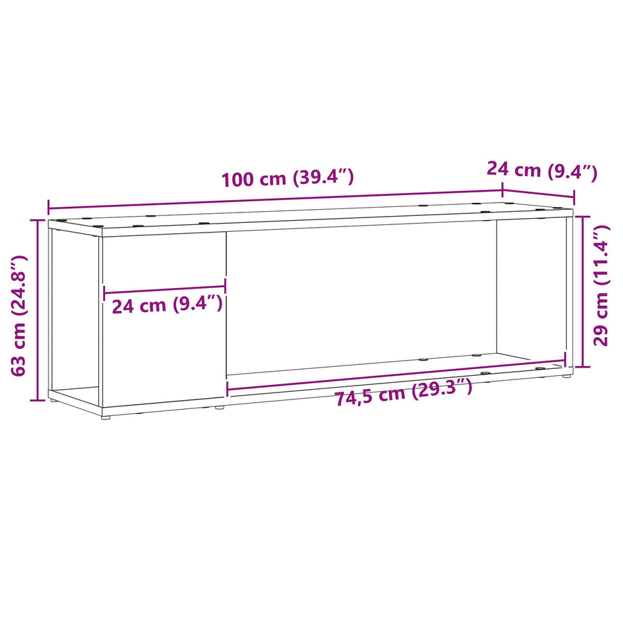 Boekenkast Gelaagd Hout Zwart eiken 100 x 24 x 32 cm