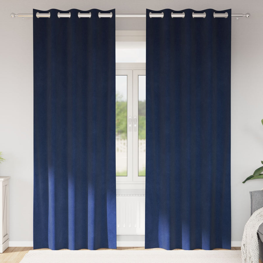 Zwartouts Gordijnen 2 Stuks E Velvet Donkerblauw 140 x 260 cm met oogjes