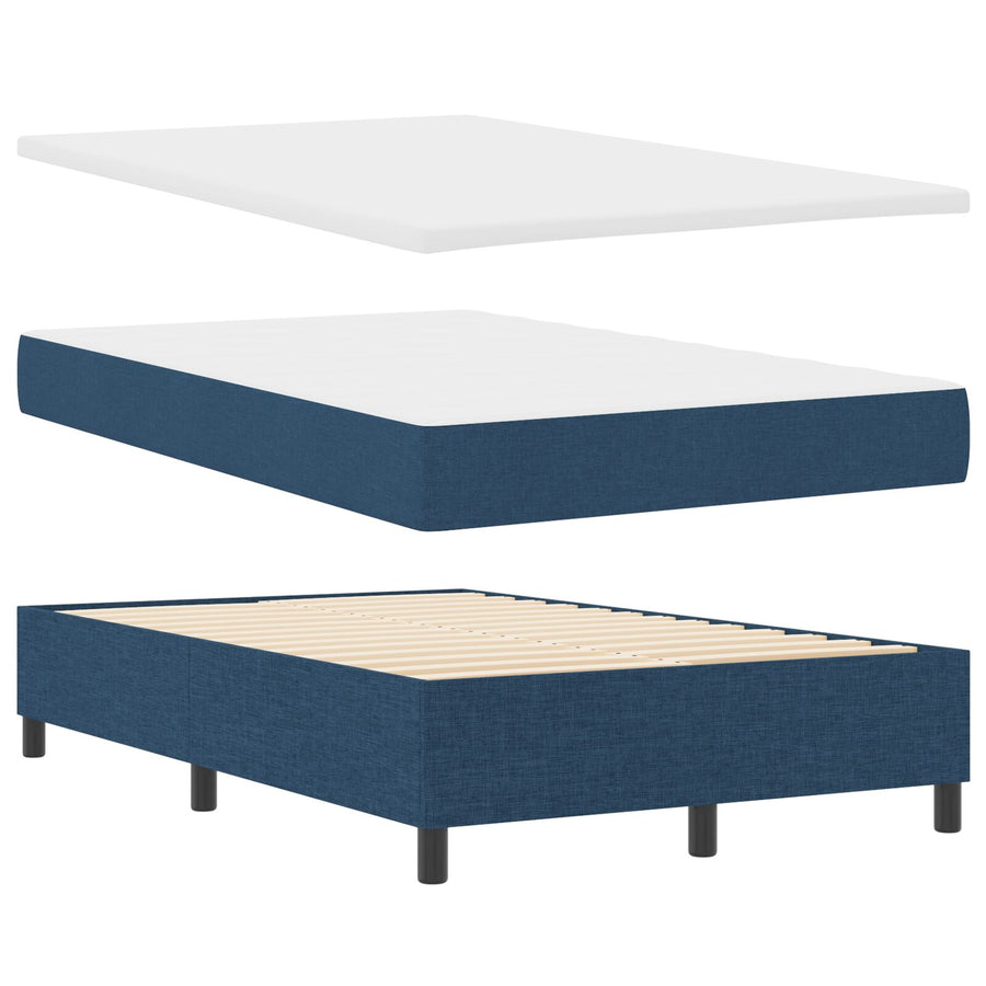 Boxspring Bed Met Matras & Bank Stof Blauw 120 x 200 cm Met knopen