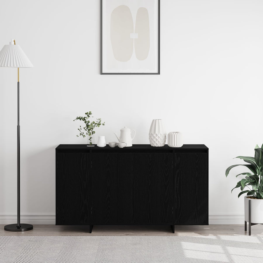 Zwart Eiken Dressoir Zwart Eiken Houtfineer 135 X 41 X 75 Cm